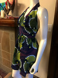 Flirty Halter Sundress in Purple and Yellow African Wax Block Cotton