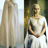 Daenerys Khaleesi White Gown Costume Game of Thrones Cosplay