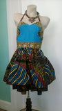 Halter neck sundress in rich dashiki and feather African ankara prints