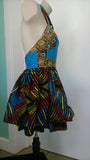 Halter neck sundress in rich dashiki and feather African ankara prints