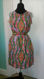 Ankara sheath in Vlisco wax block cotton and lace sleeves