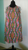 Ankara sheath in Vlisco wax block cotton and lace sleeves