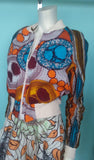 African Wax Block Cotton Reversible Unisex Bomber Jacket made from GTP Ankara fabric from Ghana