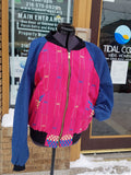 African Pink Kente Cloth Reversible Unisex Bomber Jacket