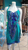 Halter Wrap Dress in African Wax Block Cotton
