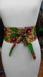Reversible Obi Belt in African Wax Block Cotton and Dashiki Print