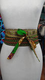 Reversible Obi Belt in African Wax Block Cotton and Dashiki Print