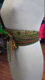 Reversible Obi Belt in African Wax Block Cotton and Dashiki Print