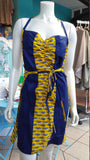 Halter Wrap Dress in African Wax Block Cotton