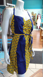 Halter Wrap Dress in African Wax Block Cotton