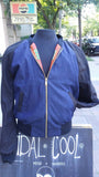 Blue and Red Dashiki Unisex Bomber Jacket, Fully Reversible to Denim and Black