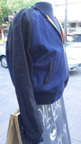 Blue and Red Dashiki Unisex Bomber Jacket, Fully Reversible to Denim and Black