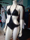 Liquid Black and Silver Monokini