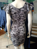 Geek Chic Marvel Comic Strip  Knit Dress with Flutter Sleeves and Fitted Shape