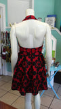 Flirty Halter Ankara Sundress in Bold Red and Black African Wax Block Cotton