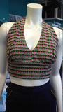 Reversible Flirty Ankara Midriff Halter in African Peacock Dashiki Print