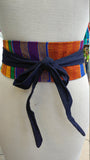 Reversible Kente and Denim Obi Belt