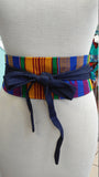 Reversible Kente and Denim Obi Belt