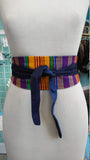 Reversible Kente and Denim Obi Belt