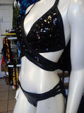 Sequin and Liquid Black Wrap Bikini