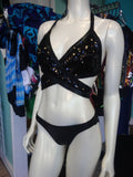 Sequin and Liquid Black Wrap Bikini