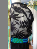 Green and Blue African Kente Cloth Belt with Tassel Ties
