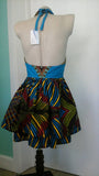 Halter neck sundress in rich dashiki and feather African ankara prints