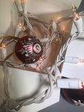 Small Hand Painted Red and White Glass Ornament with Henna Art