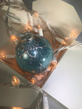 Hand Painted Ornament Blue Glitter and Silver Christmas Bulb