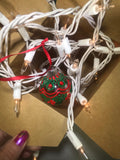 Hand Painted Clear Glass Ornament with Red and Green Henna Art