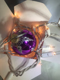 Medium Hand Painted Purple and Silver Glass Ornament with Henna Art