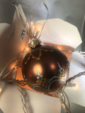 Large Hand Painted Ornament with Henna Art on Bronze Glass Bulb