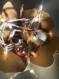 Small Hand Painted Glass Ornament with Red and Green Henna Art