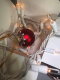 Small Hand Painted Red and White Glass Ornament with Henna Art
