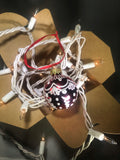 Small Hand Painted Red and White Glass Ornament with Henna Art