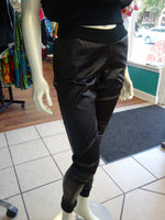 Black Glitter Joggers in Denim and Lycra, Ankle Length