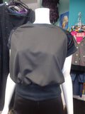 Shimmery Raglan Sleeve Pullover in Black Knit with Black Cuffs