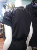 Shimmery Raglan Sleeve Pullover in Black Knit with Black Cuffs