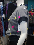 Raglan Pullover in Grey Polka Dot Knit