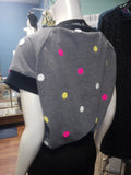 Raglan Pullover in Grey Polka Dot Knit