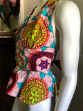 Flirty African Print Halter Top with Peplum made from Bright Mutlicolored Ankara