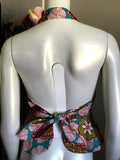 Flirty African Print Halter Top with Peplum made from Bright Mutlicolored Ankara