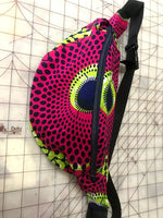 African print Hip Bag in Fuchsia and Chartreuse