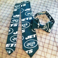 New York Jets NFL Neckties in bow tie, skinny tie, and standard tie styles, kids or adult sizes