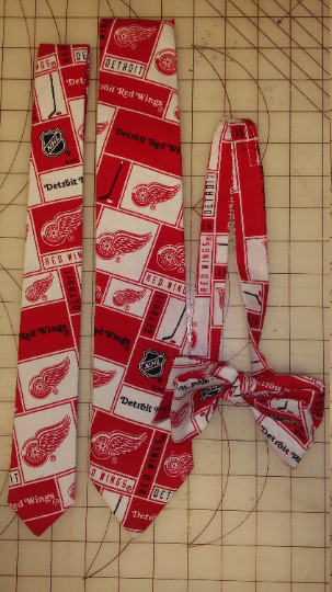 Detroit Red Wings NHL Neckties in bow tie, skinny tie, and standard tie styles, kids or adult sizes