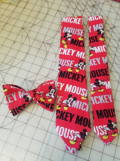 Mickey Mouse Neckties in bow tie, skinny tie, and standard tie styles, kids or adult sizes