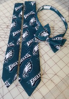 Philadelphia Eagles NFL Neckties in bow tie, skinny tie, and standard tie styles, kids or adult sizes