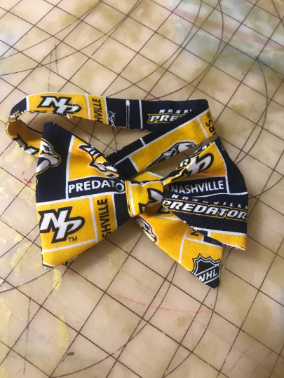 NHL Nashville Predators Neckties in bow tie, skinny tie, and standard tie styles, kids or adult sizes