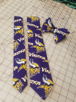 NFL Minnesota Vikings Neckties in bow tie, skinny tie, and standard tie styles, kids or adult sizes