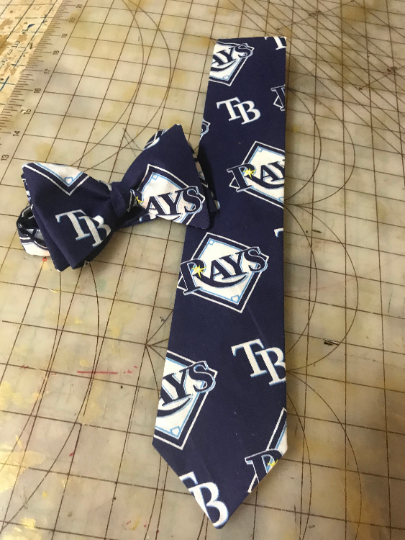 MLB Tampa Bay Rays Neckties in bow tie, skinny tie, and standard tie styles, kids or adult sizes